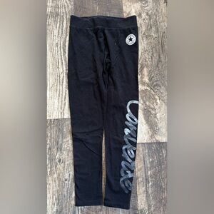 LG Kids Black Leggings with Silver Script